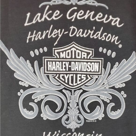 Harley Davidson Black & Orange T-Shirt - Picture 3 of 4
